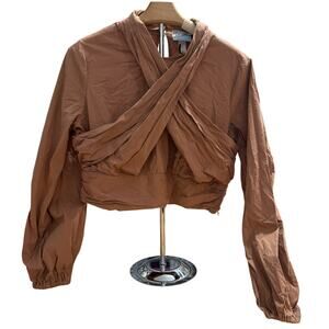 Future Collective Women's Brown Long Sleeve Mock Neck Top - Size Medium - NWT